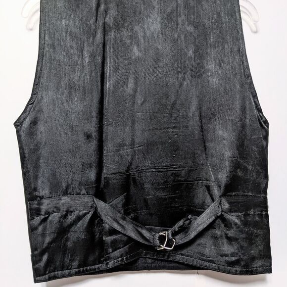 VINTAGE Leather Moto Pocket Snap Front Vest S - Picture 5 of 6